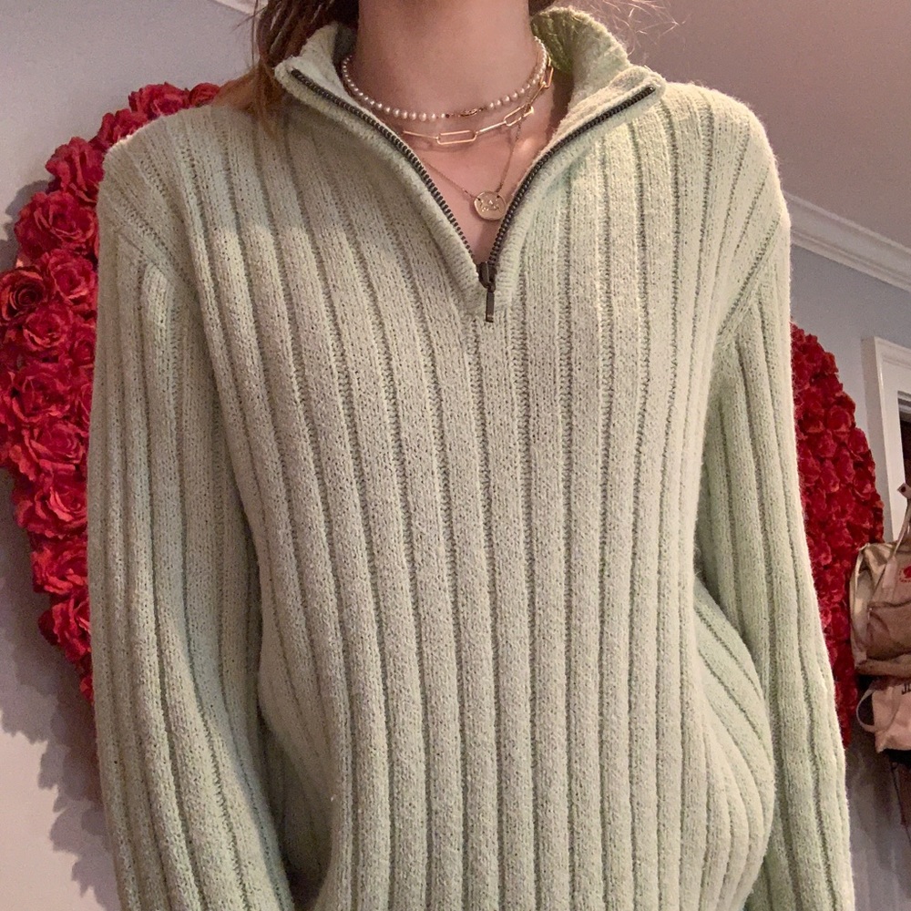 mint green quarter zip